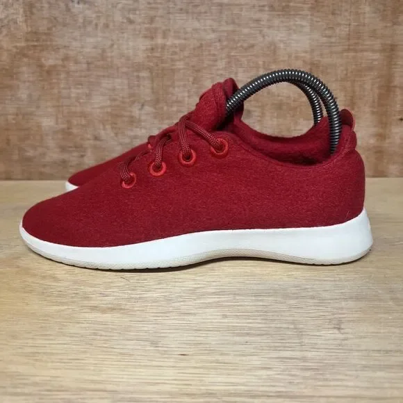 Allbirds Wool Runners Red White Running Shoes Sneakers 0818 NV1 Women Size 8 - Picture 3 of 8